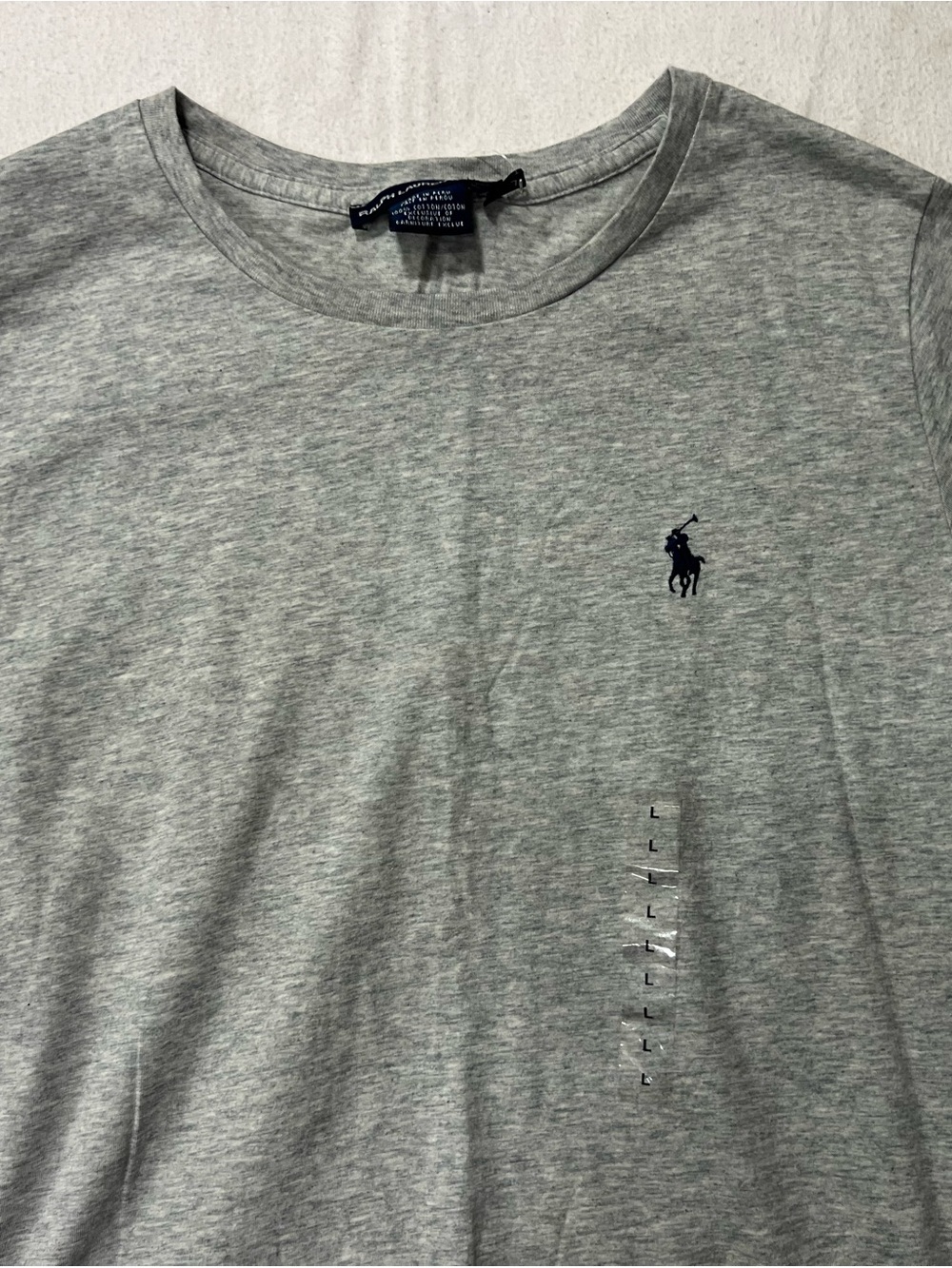 Ralph Lauren Heather Gray Short Sleeve Polo Tee with Navy Pony - Picture 3 of 6